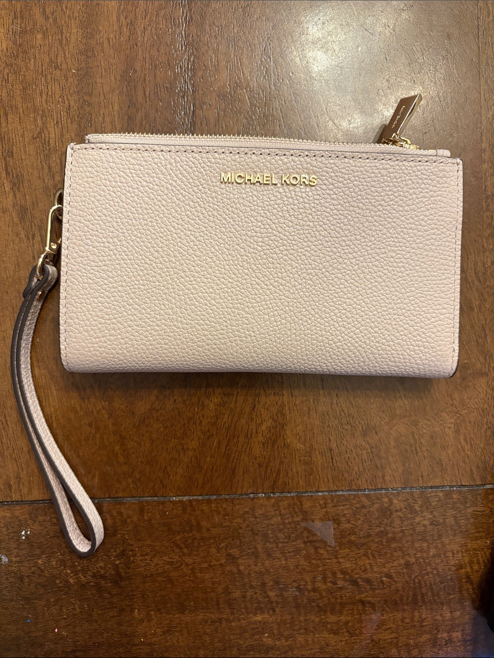 Michael Kors Soft Pink Pebbled Leather Wristlet Clutch